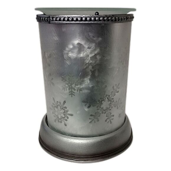 Scentsy Silver Frost Glass Shade Base Wax Warmer Lampshade Collection Snowflake. - Picture 8 of 16